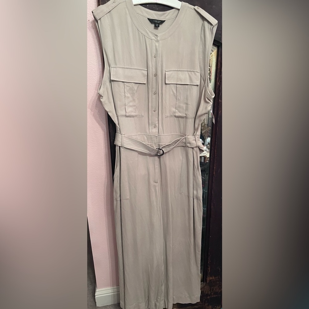XXL Simply Vera Vera Wang khaki sleeveless wide leg utility jumpsuit. NWOT